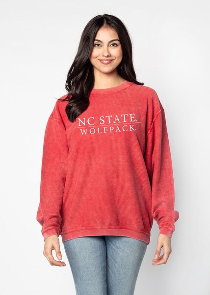 Red Ladies Corded Crew - NC State W